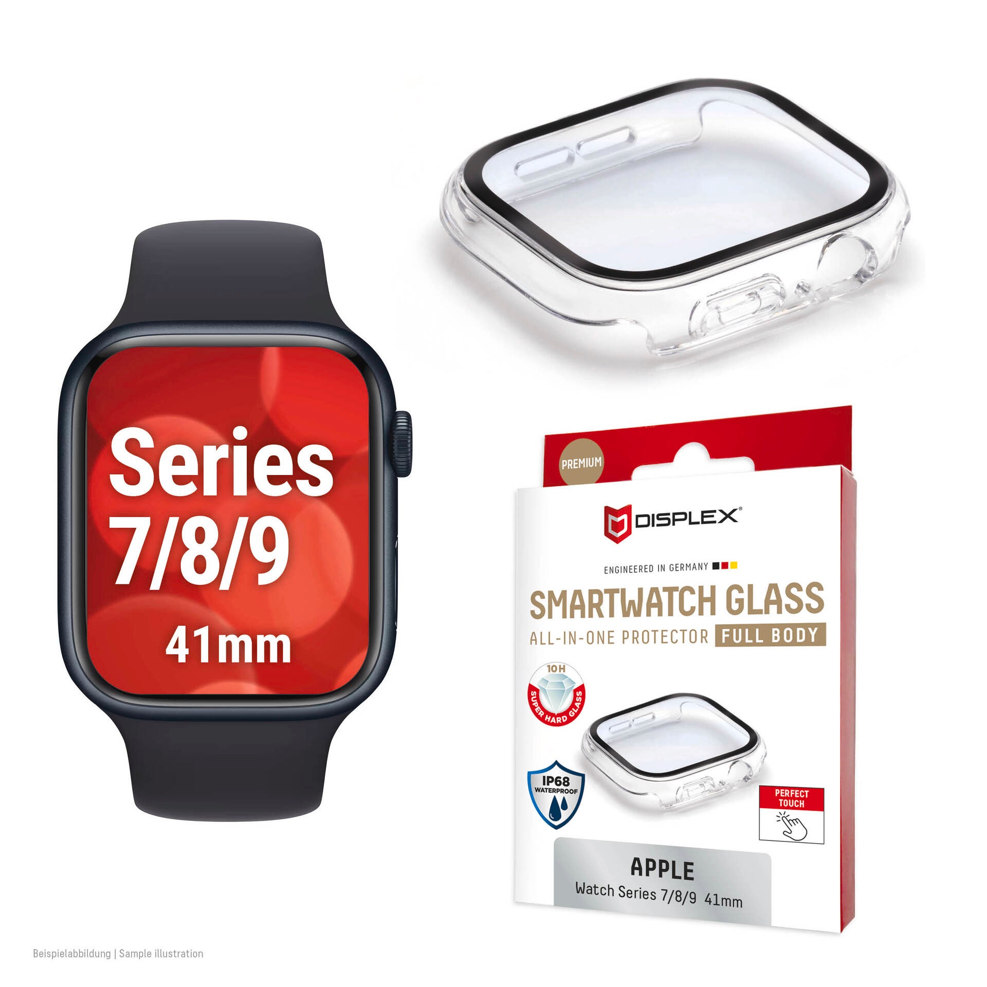 Displex Displayschutzglas »Smartwatch Glass All-In-One Protector Full Body« für Apple Watch Series 7 41 mm;Apple Watch Series 8 41 mm;Apple Watch Series 9 41 mm Displayschutzfolie, Schutzfolie, Bildschirmschutz, kratz- & stossfest
