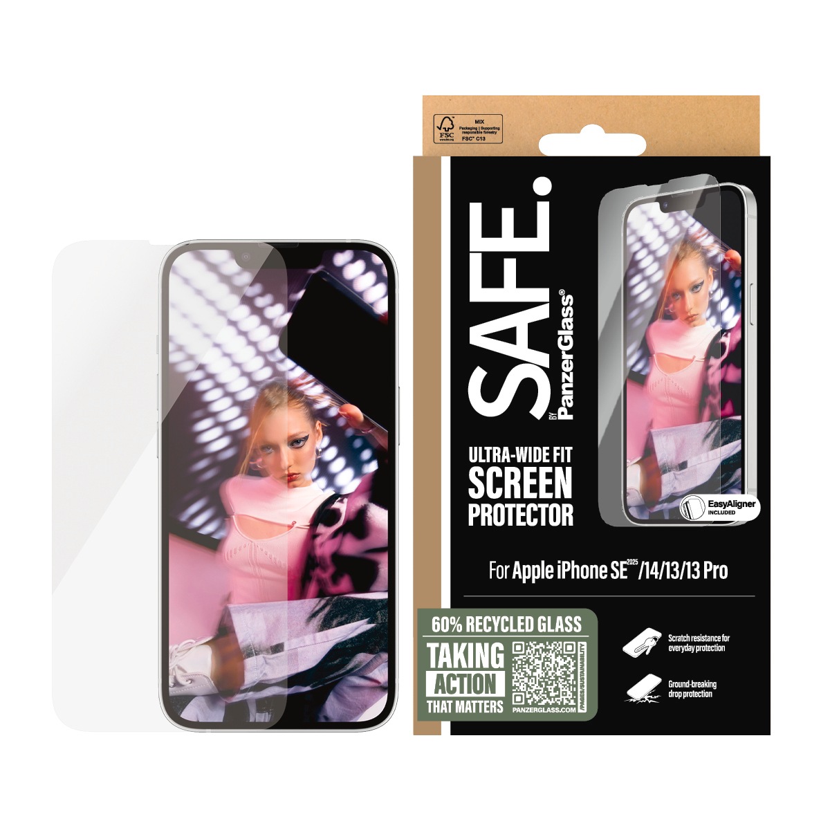 SAFE by PanzerGlass Displayschutzglas »Ultra-Wide Fit Screen Protection« für Apple iPhone 16e;Apple iPhone 14;Apple iPhone 13/13 Pro Displayschutzfolie, Schutzfolie, Bildschirmschutz, kratz- & stossfest