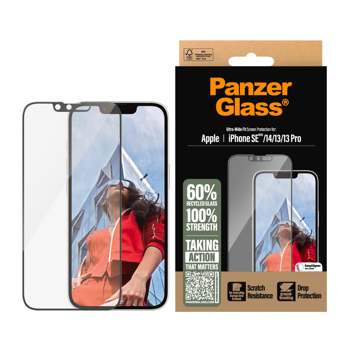 CARE by PanzerGlass Displayschutzglas »Ultra-Wide Fit Screen Protection« für Apple iPhone 16e;Apple iPhone 14;Apple iPhone 13/13 Pro Displayschutzfolie, Schutzfolie, Bildschirmschutz, kratz- & stossfest