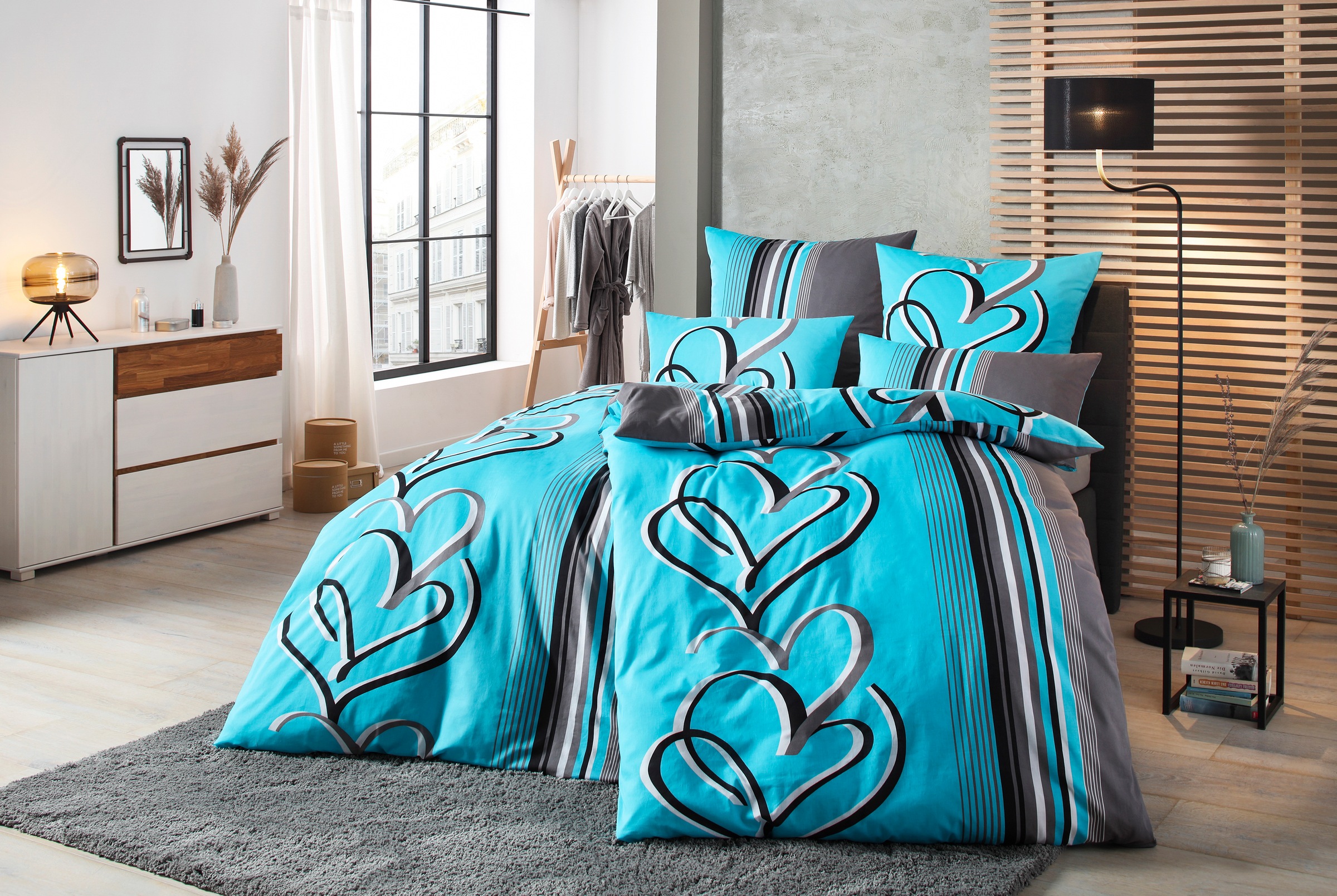 my home Bettwäsche »Area Herzen Design, in Linon und Biber (Flanell) Qualität, Grösse 135x200 cm und 155x220 cm, romantische Bettwäsche, 100% reine Baumwolle, Herzchen, Herz, Liebe, Valentinstag«, (2 tlg.)