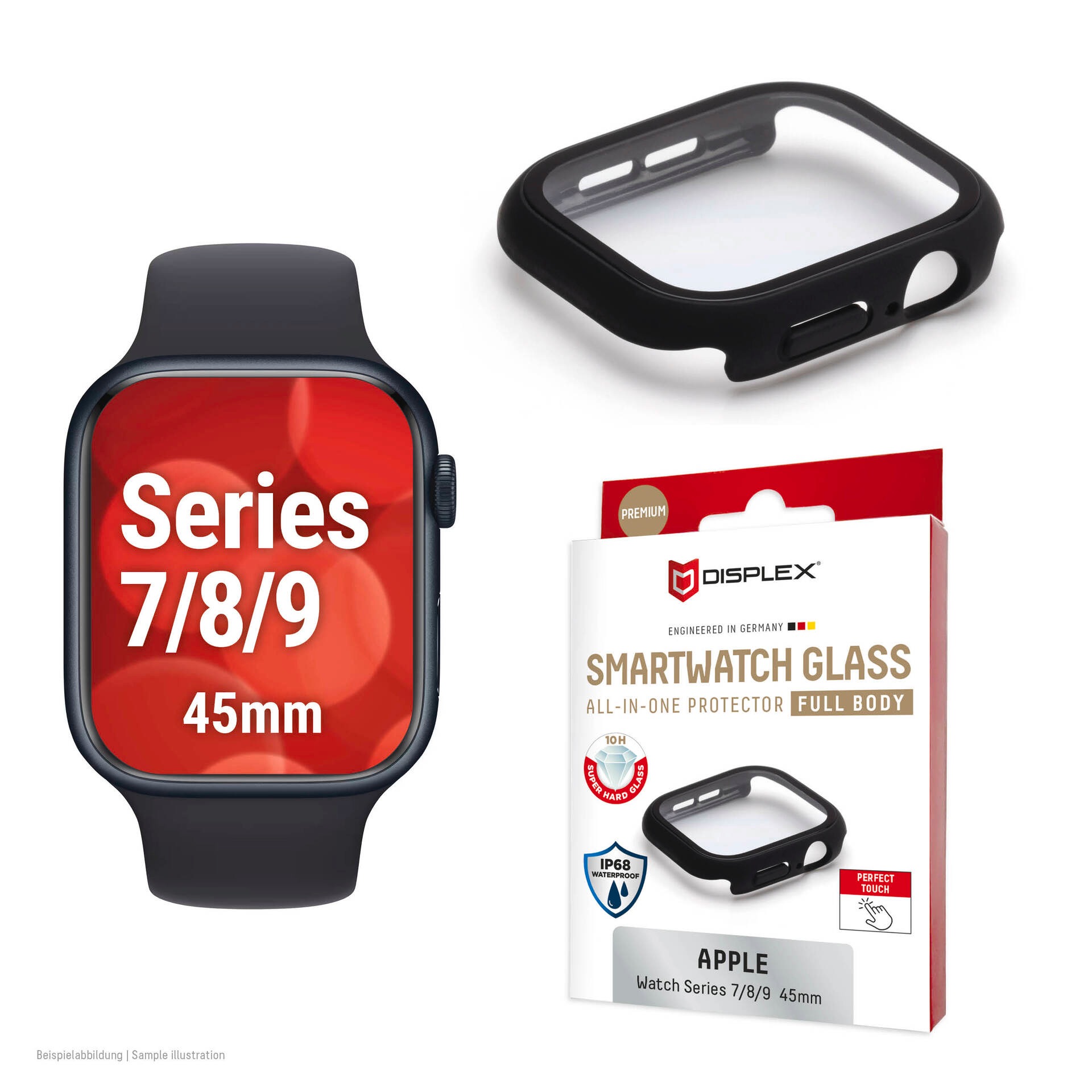 Displex Displayschutzglas »Smartwatch Glass All-In-One Protector Full Body« für Apple Watch Series 7 45 mm;Apple Watch Series 8 45 mm;Apple Watch Series 9 45 mm Displayschutzfolie, Schutzfolie, Bildschirmschutz, kratz- & stossfest