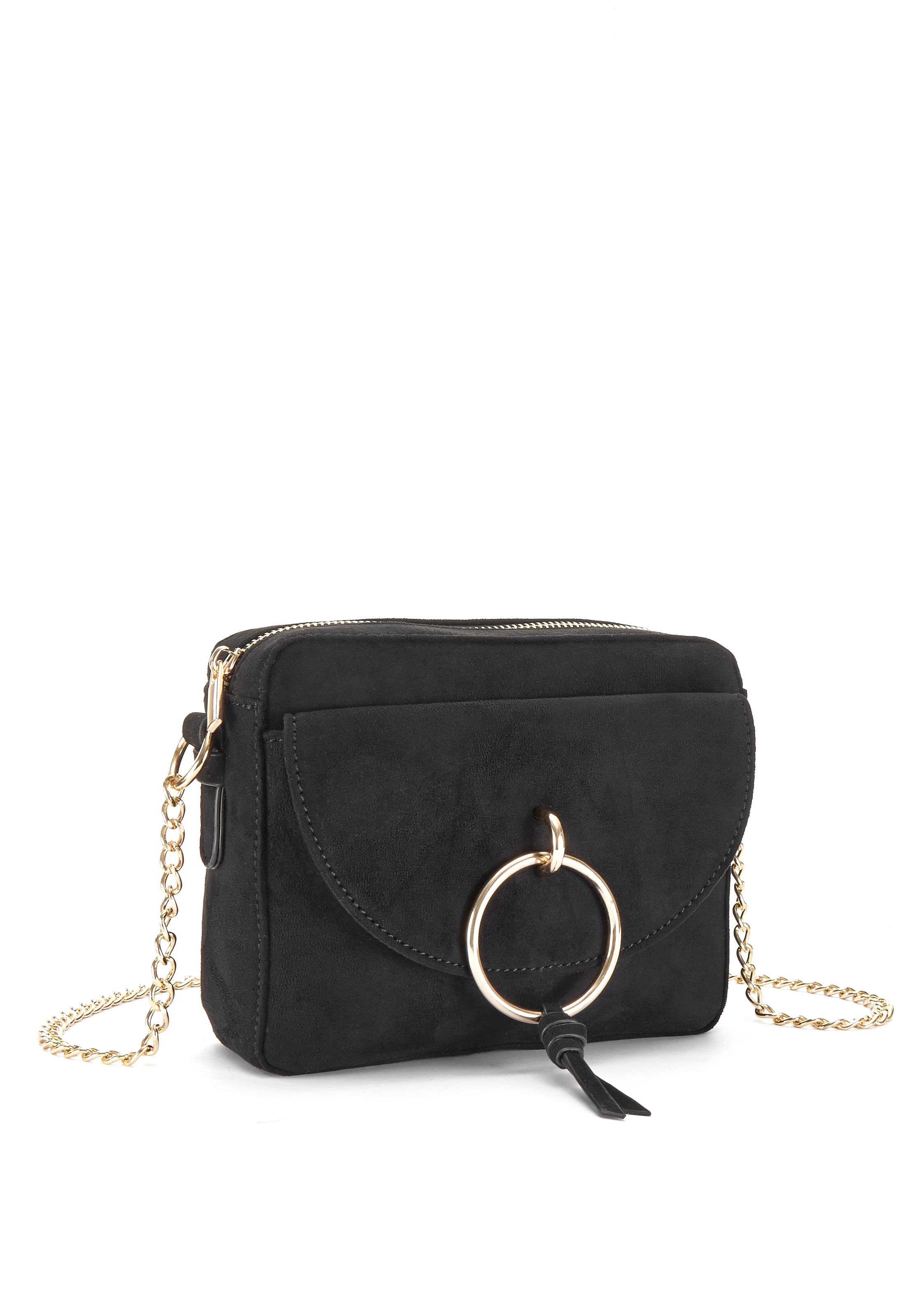 LASCANA Umhängetasche, Minibag mit Kettenhenkel und Ring-Applikation VEGAN