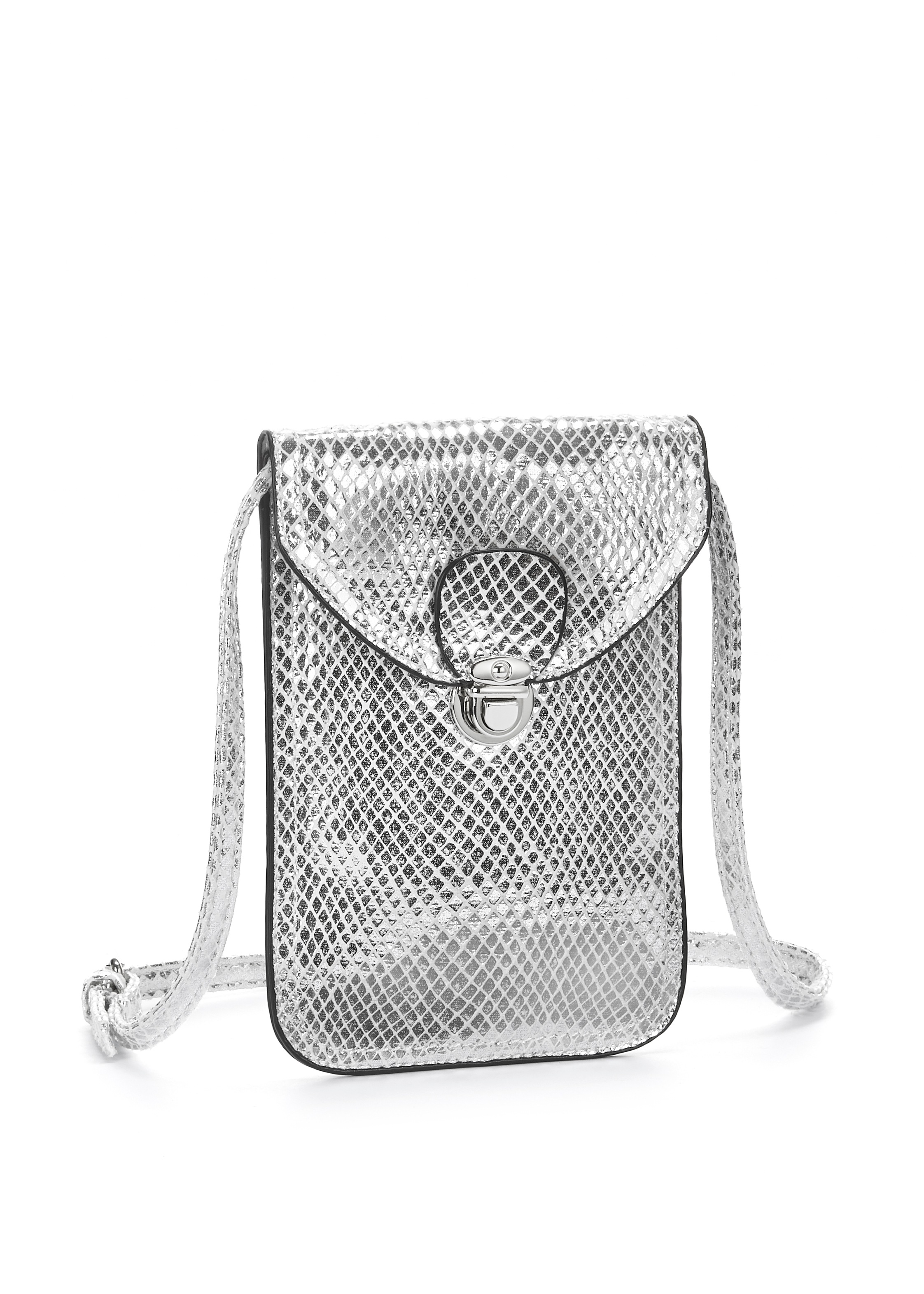 LASCANA Umhängetasche, Minibag, Handytasche zum Umhängen im coolen Metallic Look VEGAN