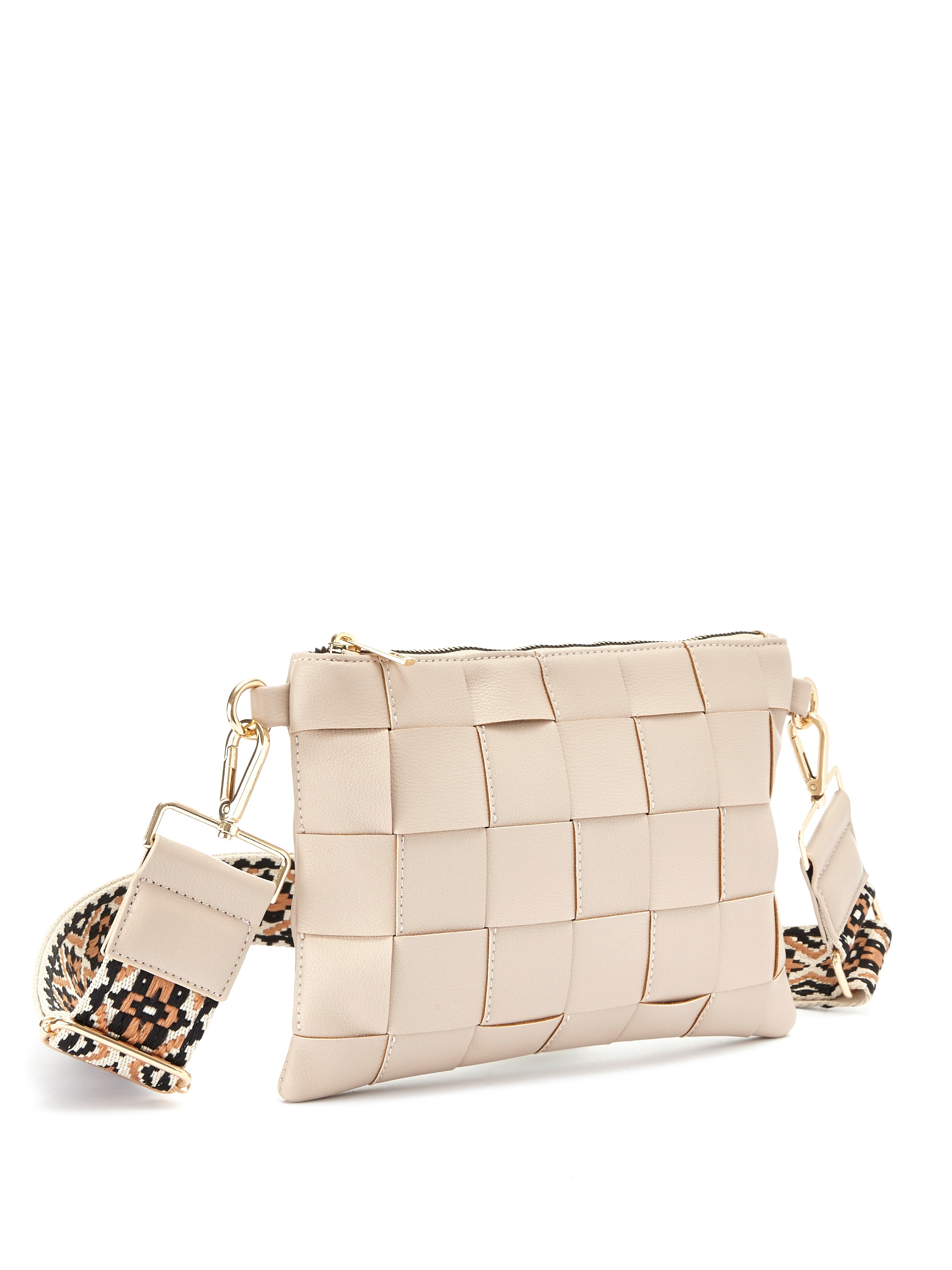 LASCANA Umhängetasche, kleine Tasche, Minibag in Flechtoptik und mit farbigem Band VEGAN