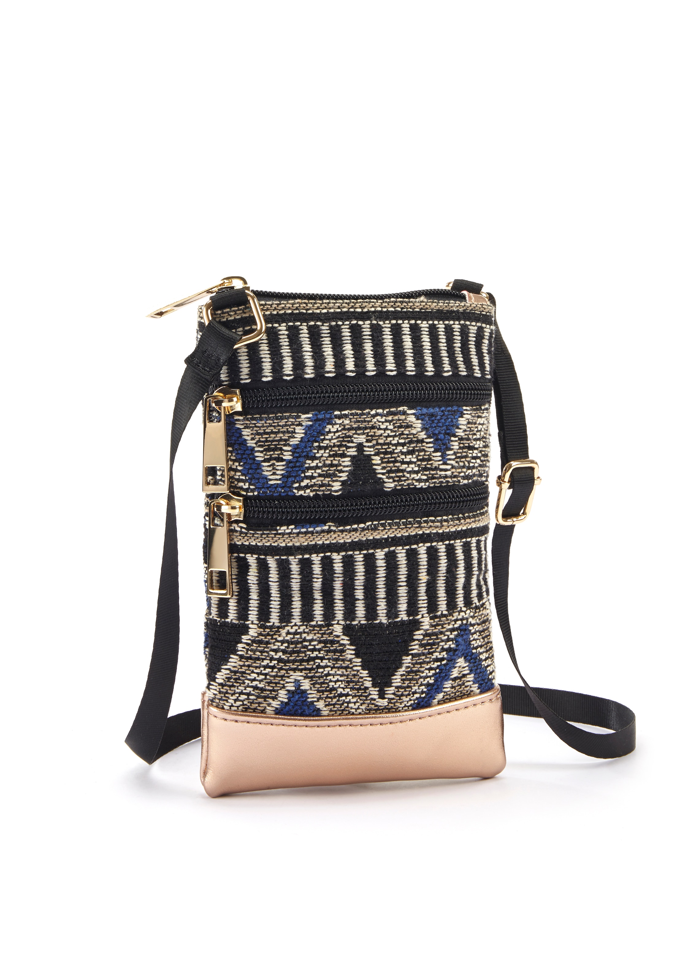 LASCANA Umhängetasche, Minibag, Handytasche zum Umhängen im modischen Ethno Look VEGAN