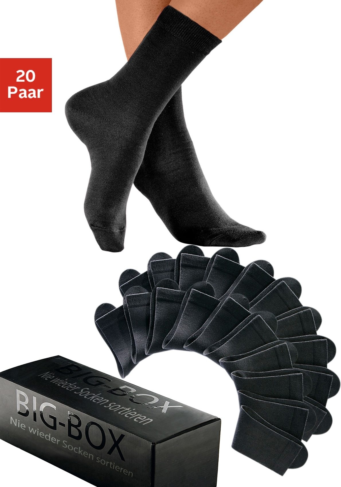 Go in Basicsocken, (Box, 20 Paar), in der Big-Box
