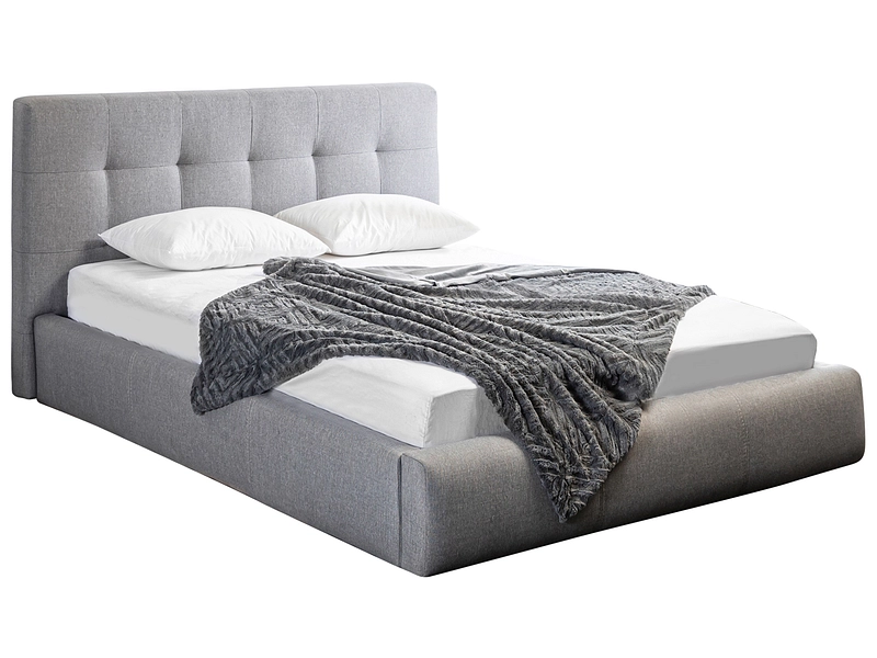 Bett NORA 140x200cm stoff hellgrau