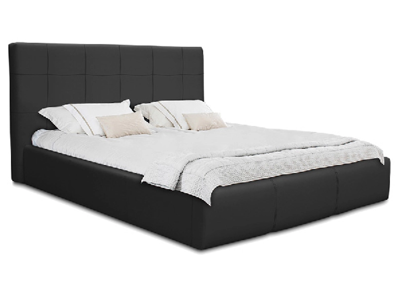 Bett NORA 140x200cm lederlook schwarz