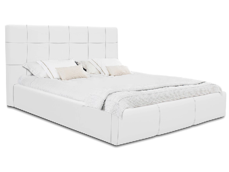 Bett NORA 140x200cm lederlook weiss