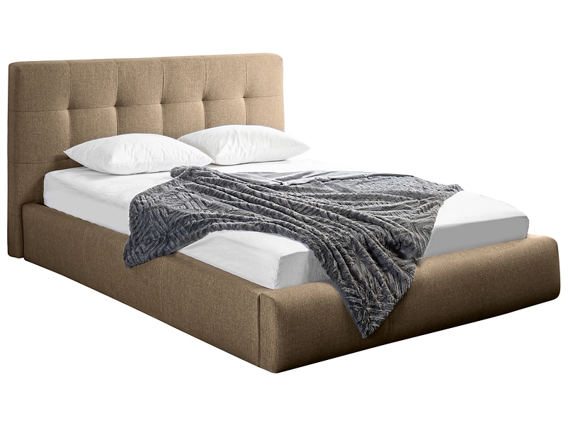 Bett NORA 160x200cm stoff hellbraun