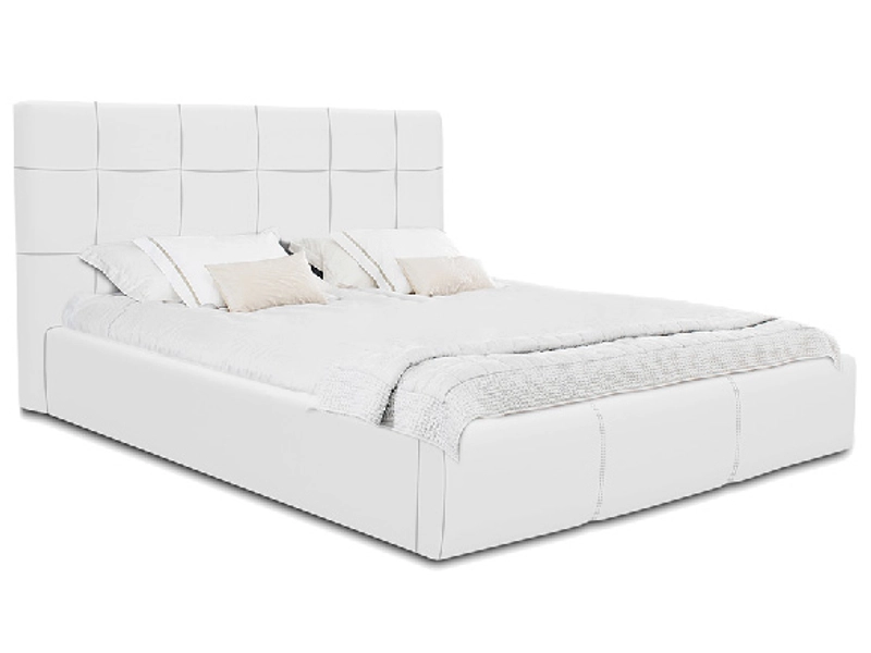 Bett NORA 160x200cm lederlook weiss