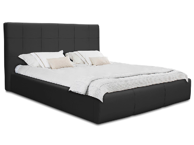 Bett NORA 180x200cm lederlook schwarz