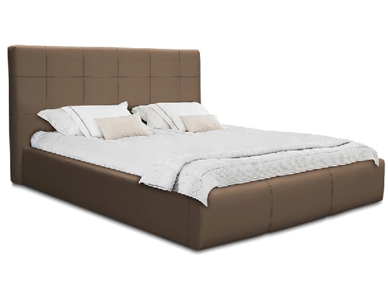 Bett NORA 180x200cm lederlook taupe