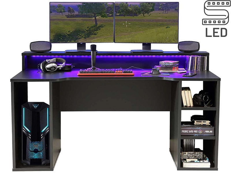 Bureau gaming FOR PLAYER 72x160x91.1cm noir