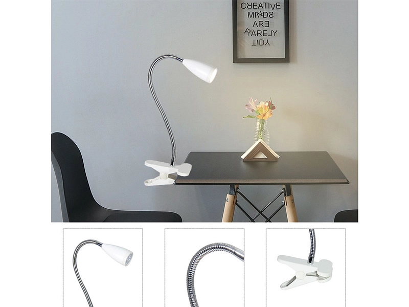 Lampe de bureau LED CLIP 38cm 3W blanc