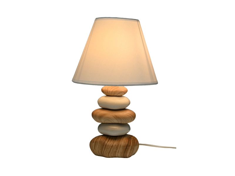 Lampe à poser GALET 35cm 60W bois