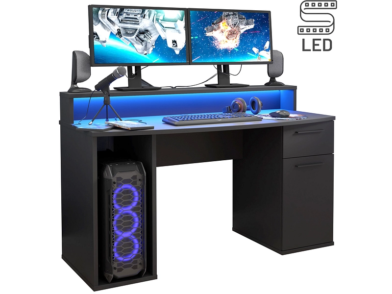 Bureau gaming RUSH 65x140x91.1cm noir