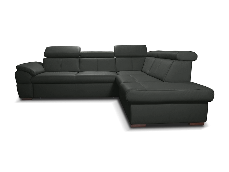 Ecksofa TOWN Echtleder / Synthetisches Leder schwarz