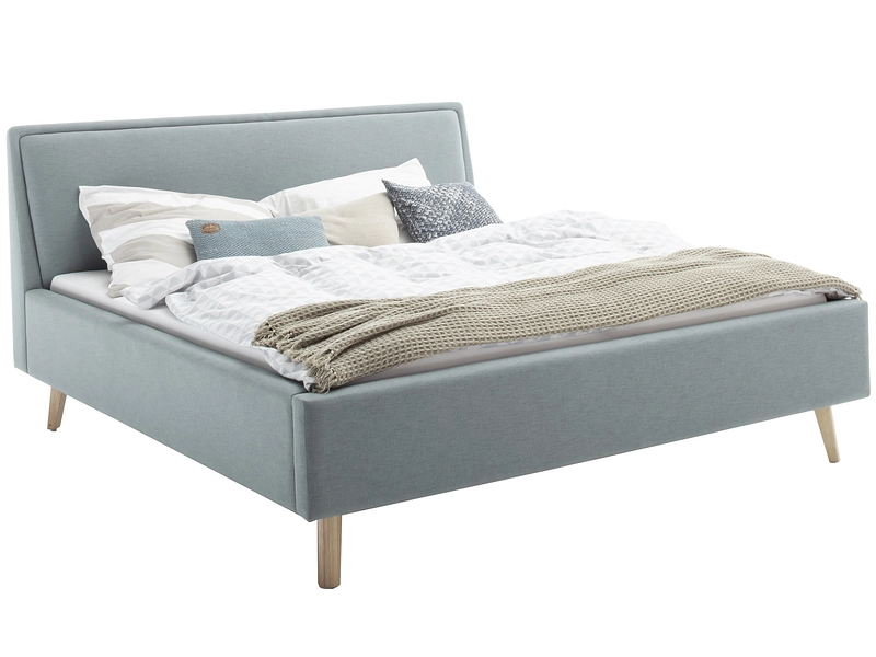 Bett FRIEDA 180x200cm furniert / stoff blau