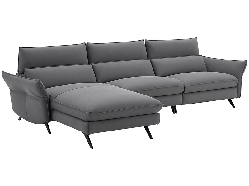 Ecksofa CAMPO DE FIORI HARIS Echtleder dunkelgrau