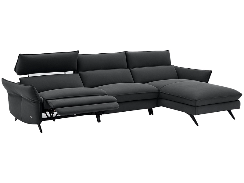 Ecksofa CAMPO DE FIORI HARIS Echtleder schwarz