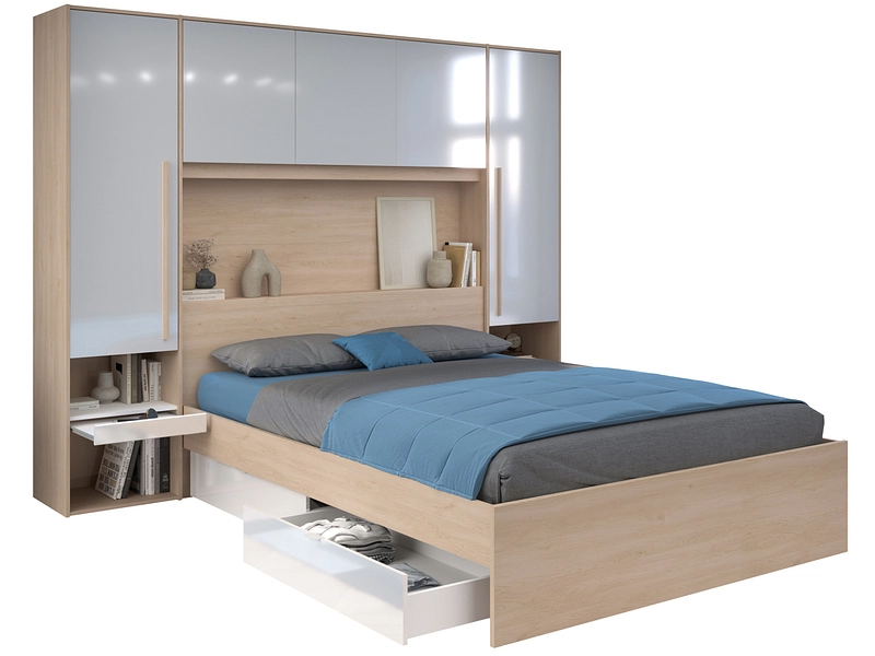 Bett BRIDGE 160x200cm weiss glänzend