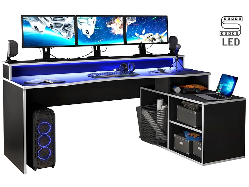 Bureau gaming PURE 125.4x200x91.1cm noir