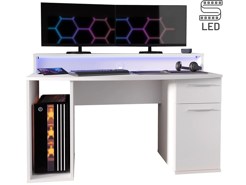 Bureau gaming RUSH 65x140x91.1cm blanc