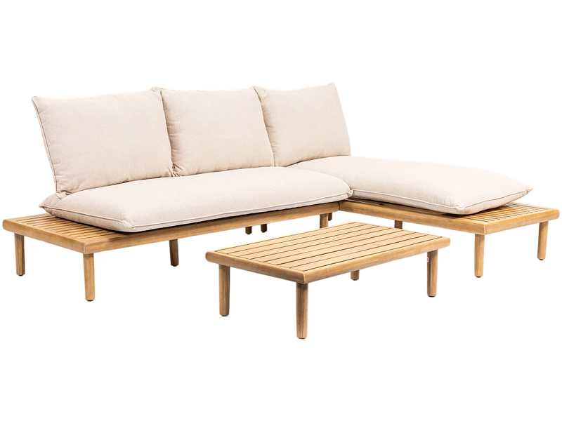 Garten-Set ROSWELL Massives Holz cremefarben