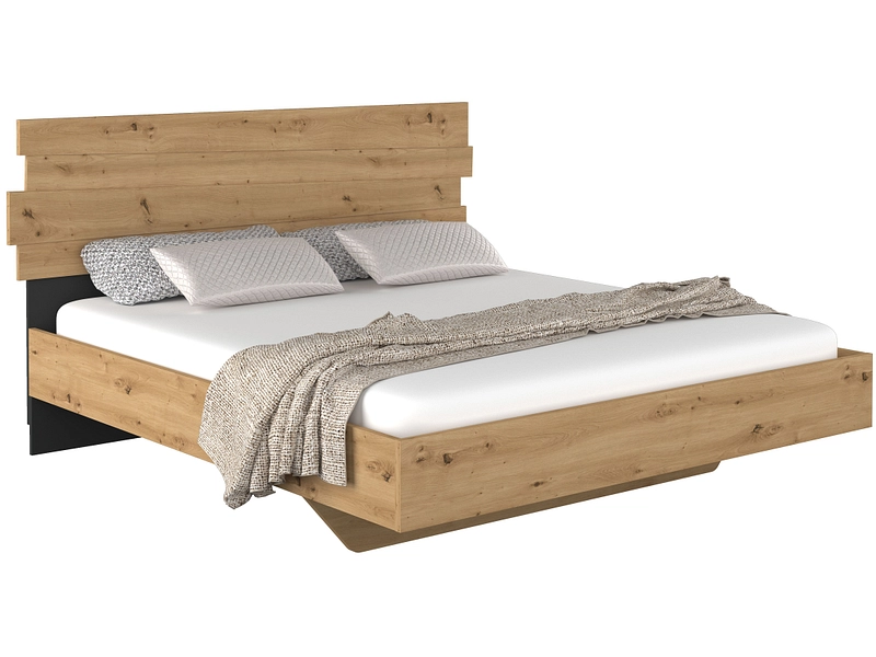Bett BARCELONA 160x200cm melamin / natürlich artisan eiche