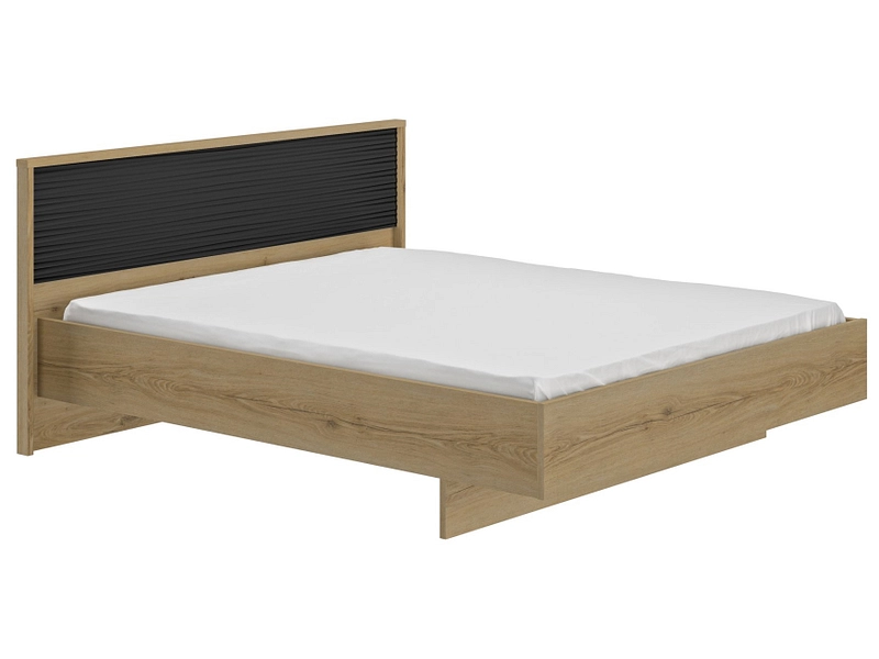 Bett GAMI OTELLO 160x200cm eiche / melamin / matt / schwarz eiche