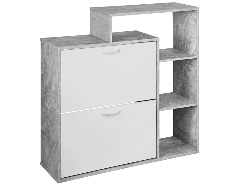 Schuhmöbel LEIPZIG 8 Paar Schuhe 2 Klappen grau