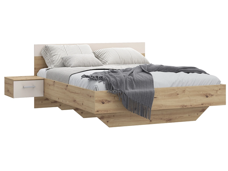 Bett mit 2 Nachttischen TANAIA 160x200cm dekor artisan eiche
