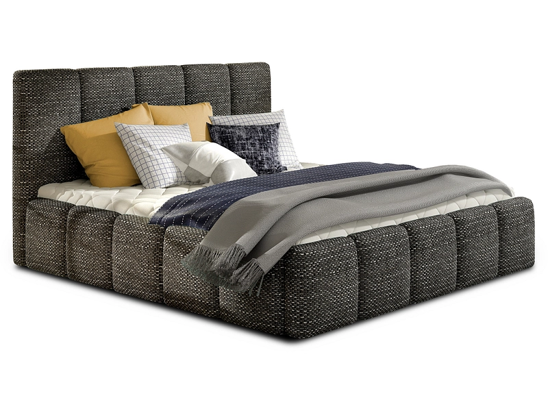 Bett ELTAP EDVIGE 140x200cm stoff / geflochten schwarz