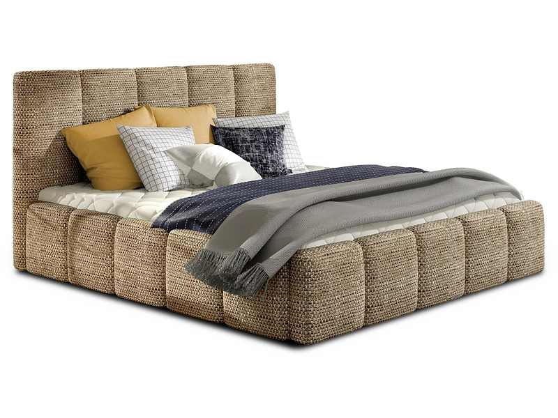 Bett ELTAP EDVIGE 160x200cm stoff / geflochten braun