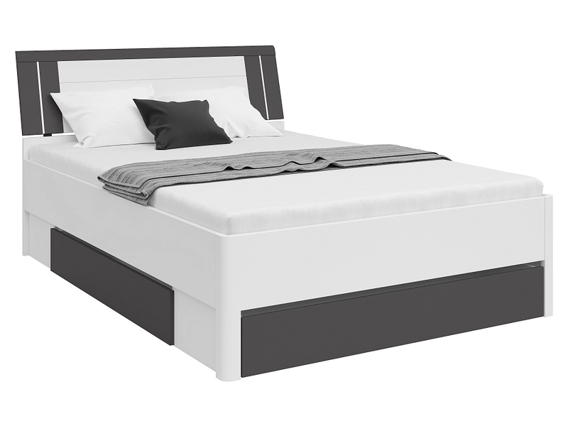 Bett SATURN 140x200cm dekor alpinweiß