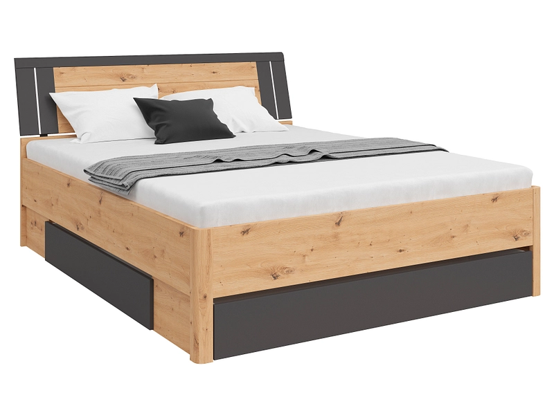 Bett SATURN 160x200cm dekor eiche grau