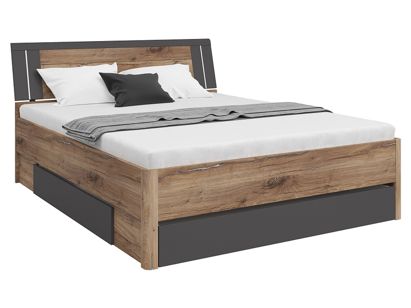 Bett SATURN 160x200cm dekor eiche flagstaff