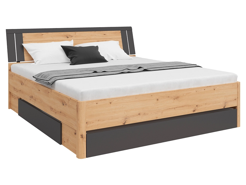 Bett SATURN 180x200cm dekor eiche grau