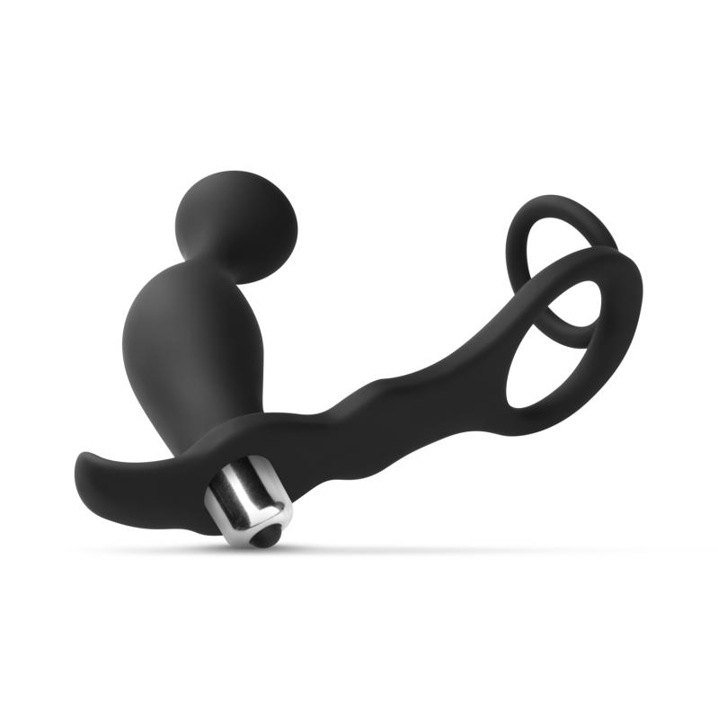 Prostata-Vibrator & Cock- und Ballring - Schwarz