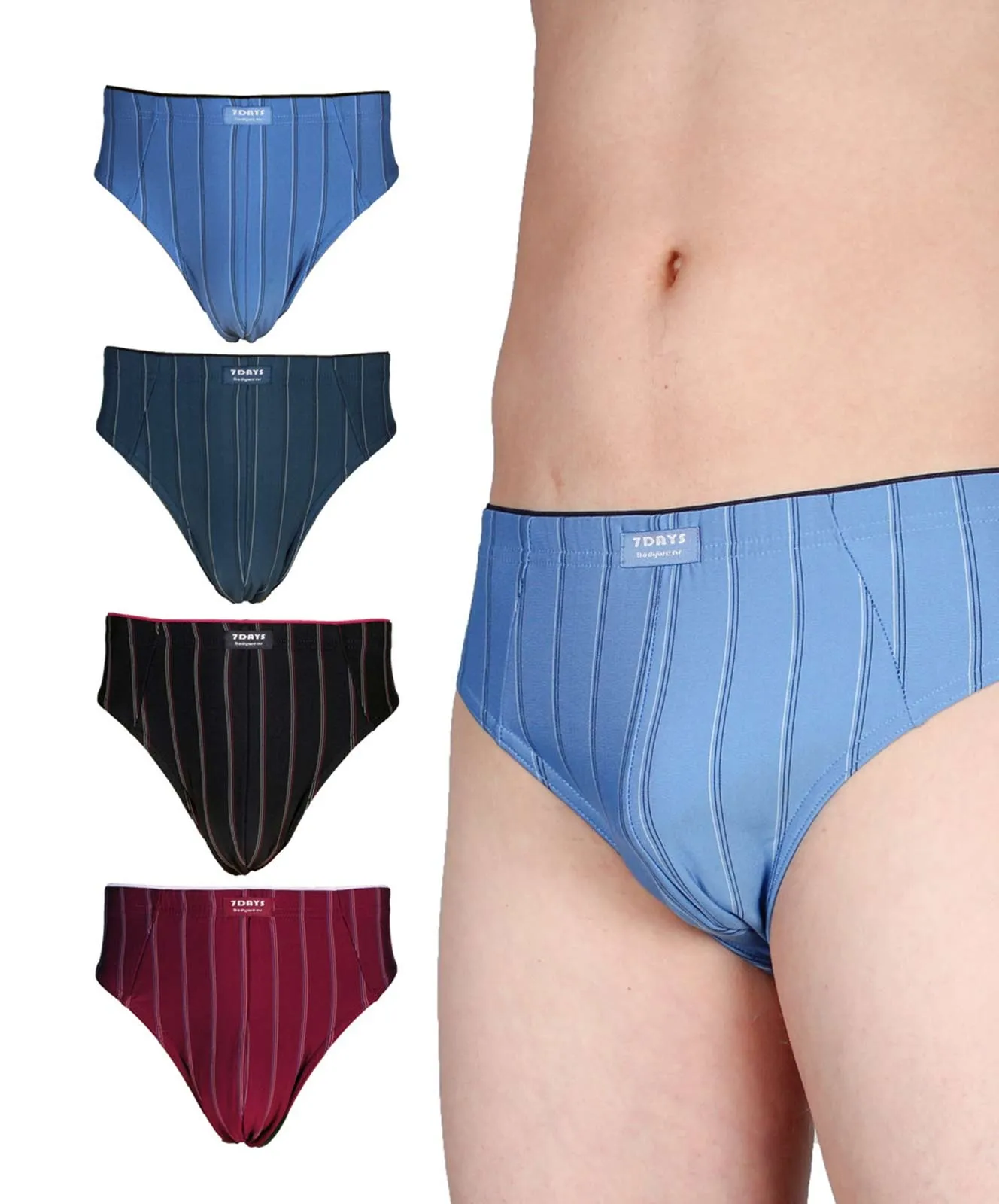 7Days Bodywear Herren Slips im 4er-Pack mit garngefärbten Streifen