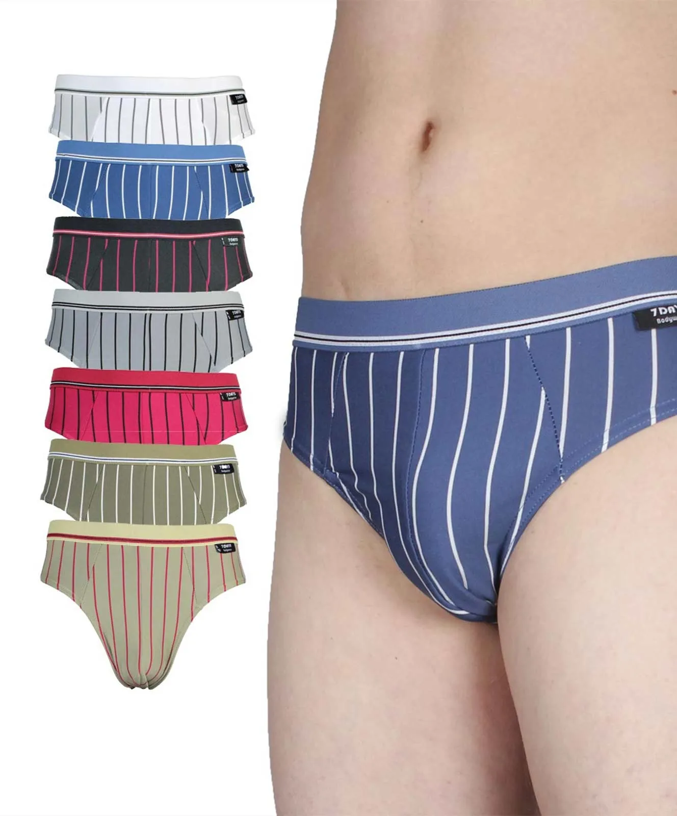 7Days Bodywear Herren Pants (7 Stück) mit gefärbten Streifendessins