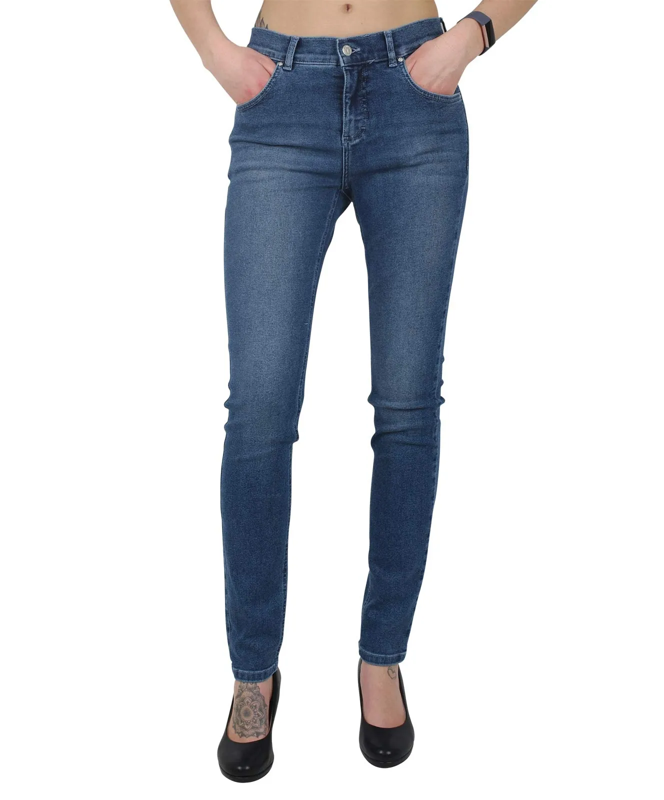 Angels Jeans Röhre Skinny in Mid Blue Used