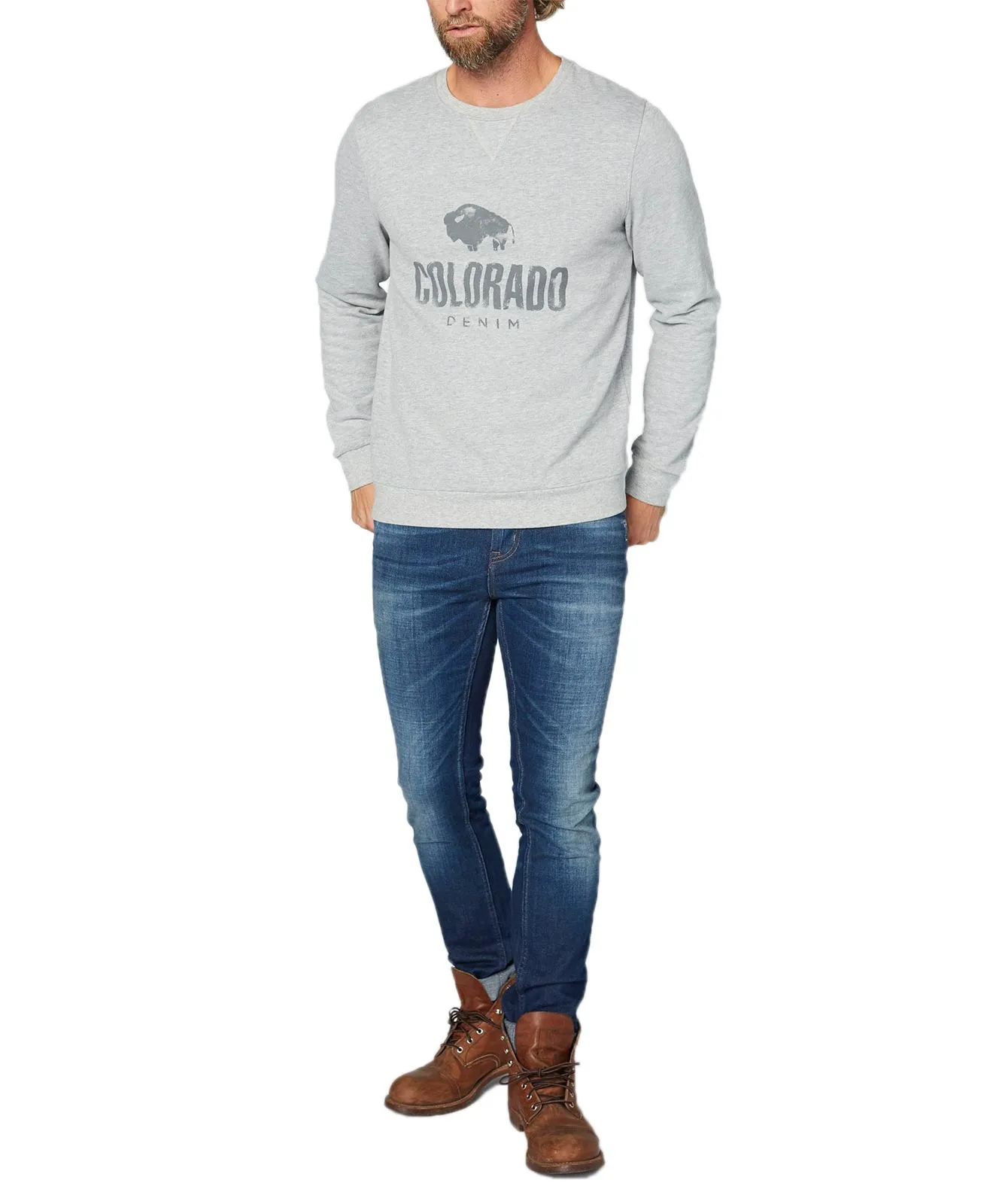 Colorado Denim Sweatshirt Regular Fit Olliver in Basic Grey Mel