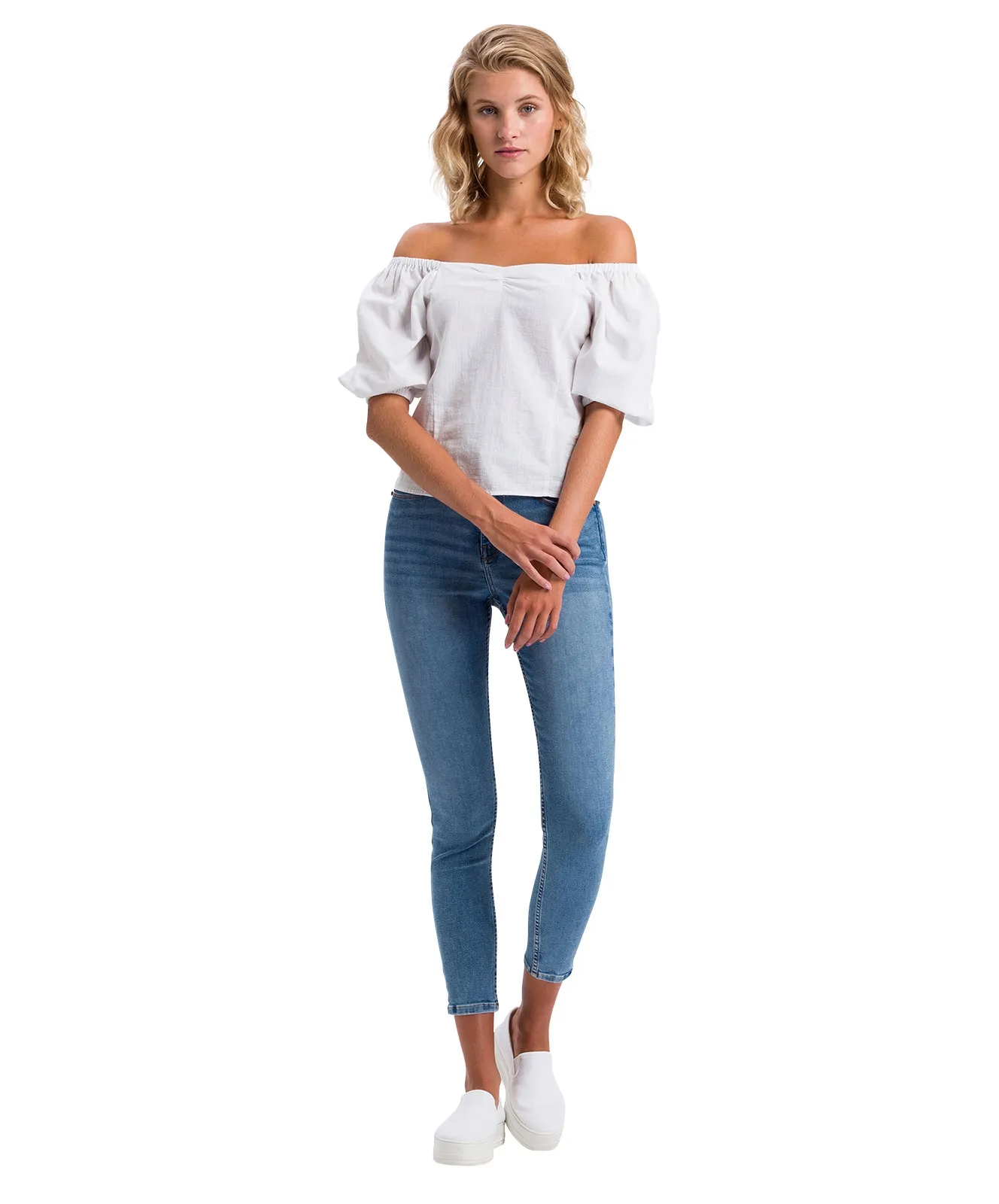 Cross Skinny Jeans Judy in Mid Blue Washed