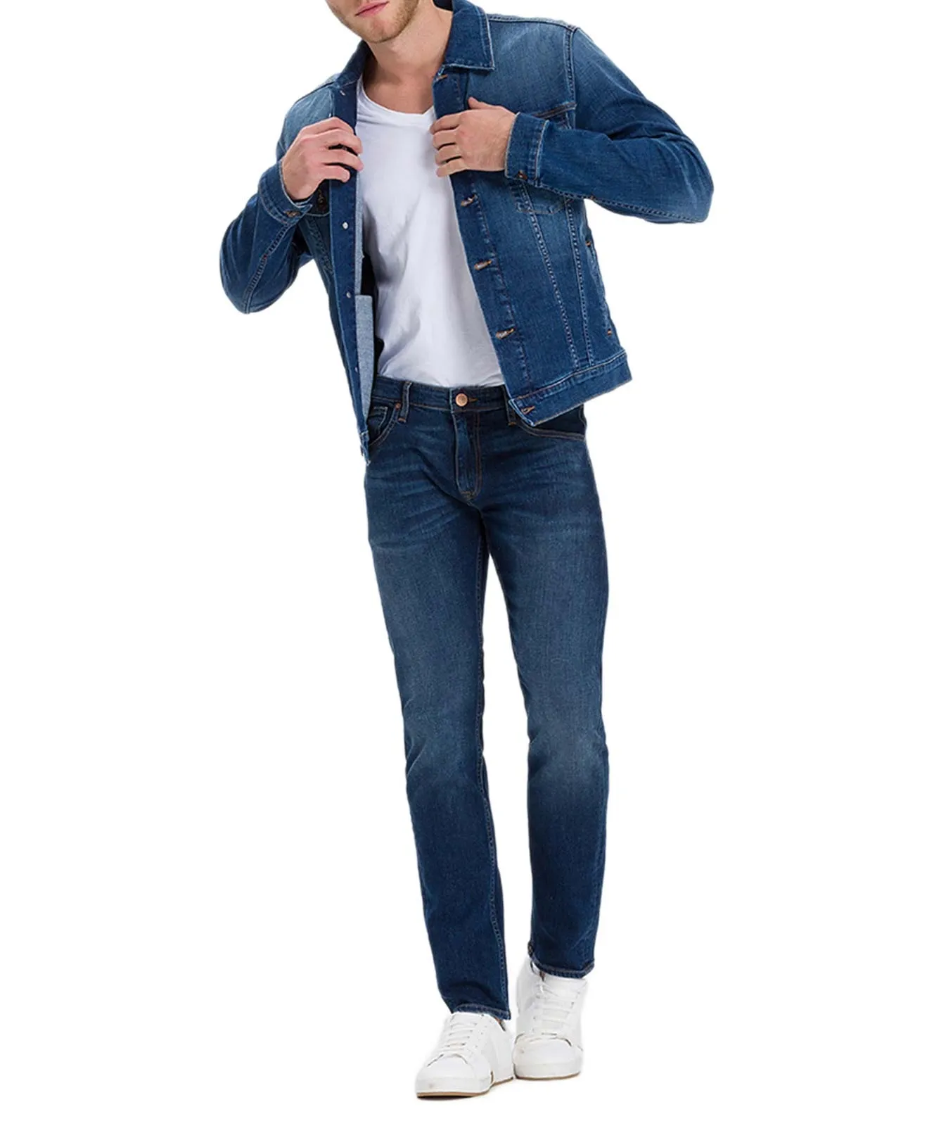 Cross Slim Fit Jeans Damien in Stone