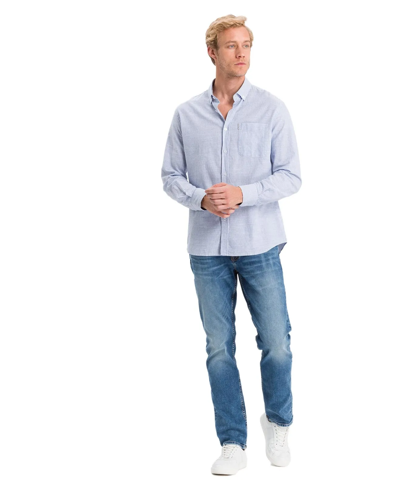 Cross Tapered Jeans Dylan in Mid Blue Used