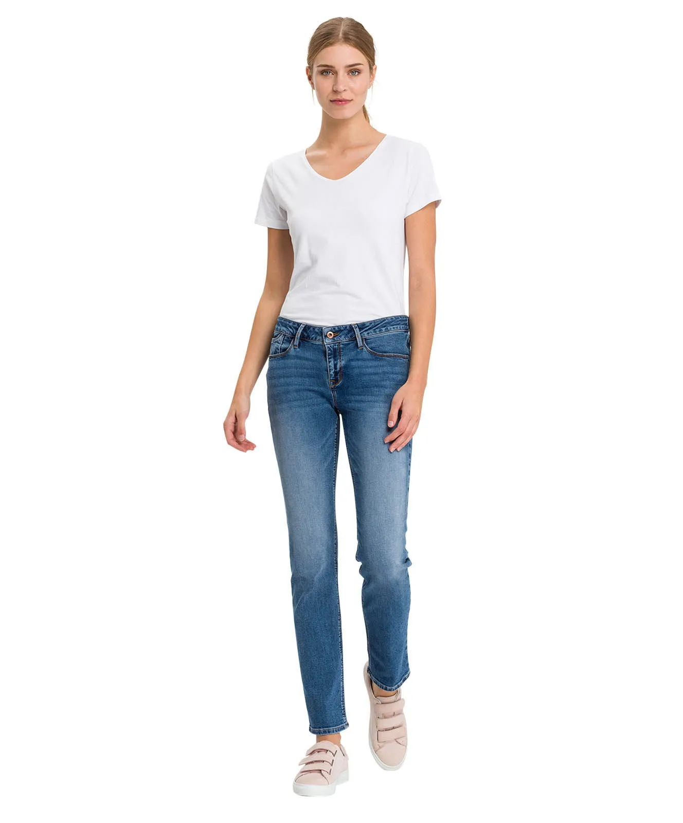 Cross Straight Jeans Rose in Mid Blue Used