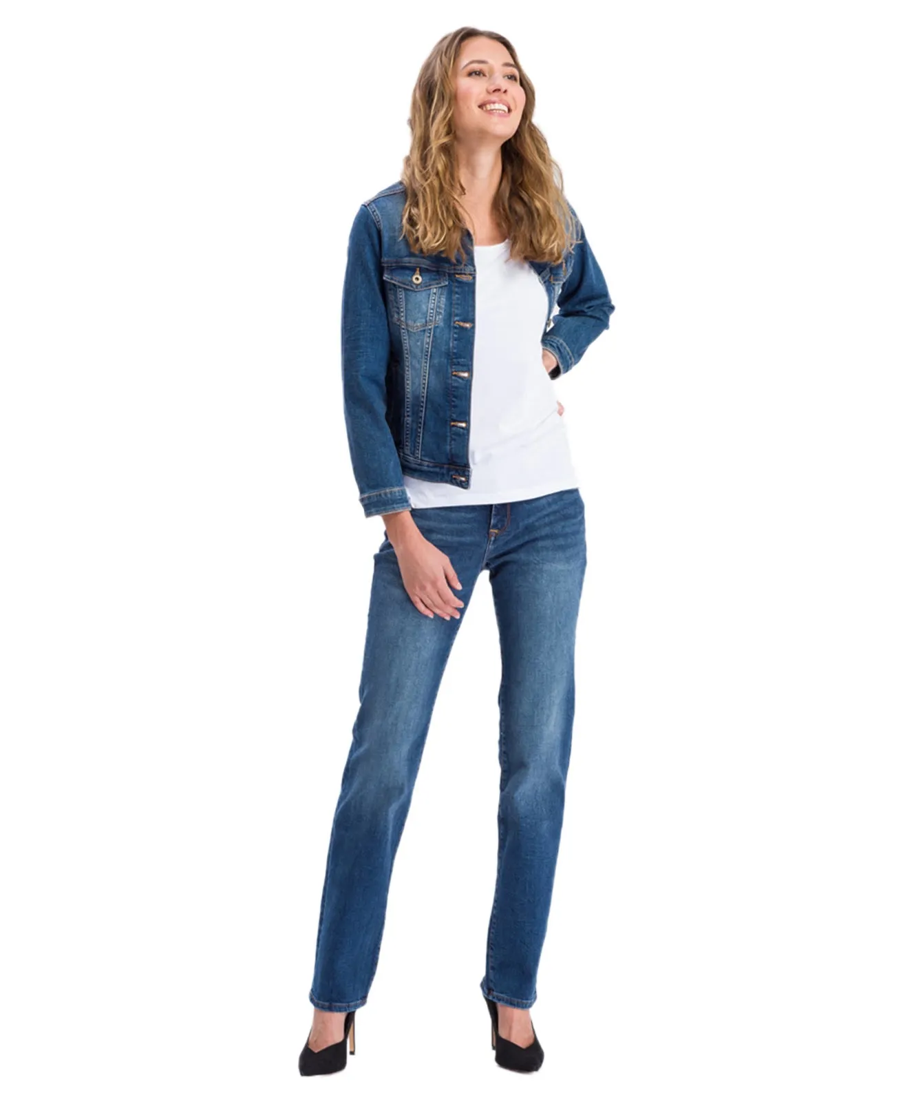 Cross High Waisted Jeans Rose in Dark Mid Blue