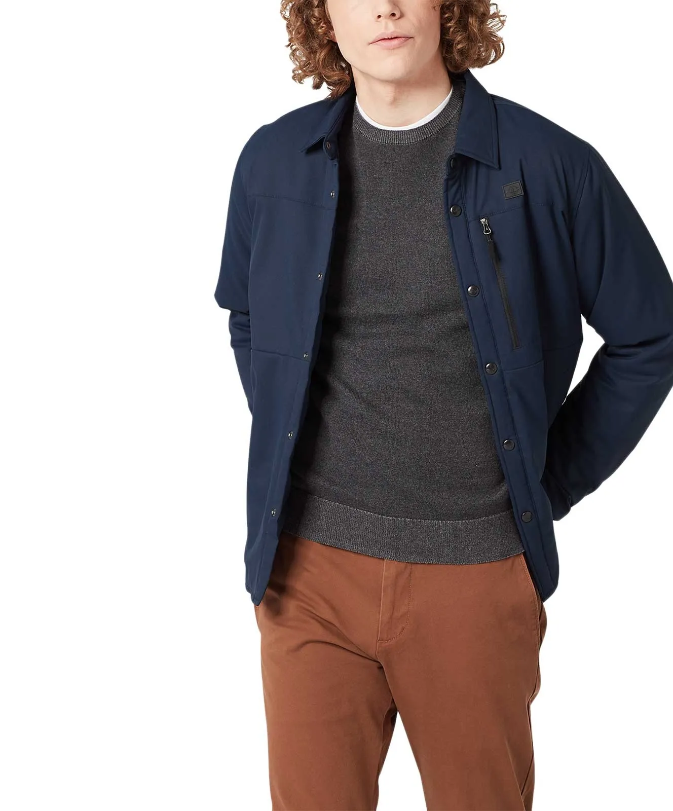 Dockers Strickpullover Regular Fit Plaited Jersey Crew in Black Briquette Heather